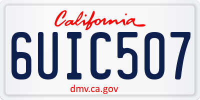 CA license plate 6UIC507