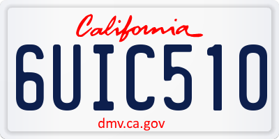 CA license plate 6UIC510
