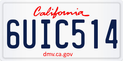 CA license plate 6UIC514