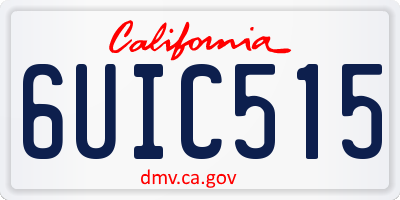 CA license plate 6UIC515
