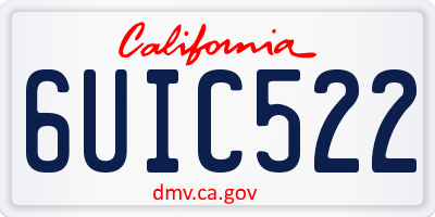 CA license plate 6UIC522