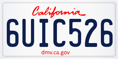 CA license plate 6UIC526