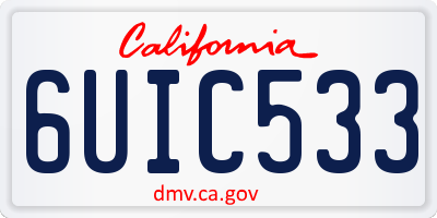 CA license plate 6UIC533