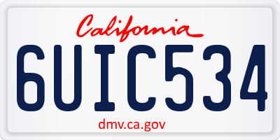 CA license plate 6UIC534