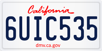 CA license plate 6UIC535