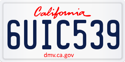 CA license plate 6UIC539