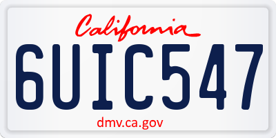 CA license plate 6UIC547