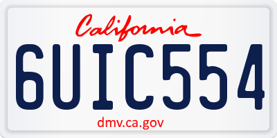 CA license plate 6UIC554