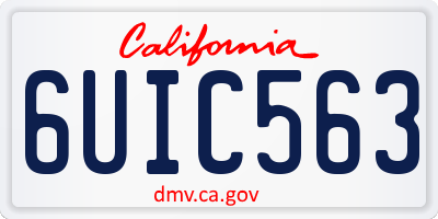 CA license plate 6UIC563