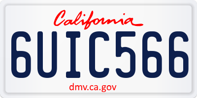 CA license plate 6UIC566