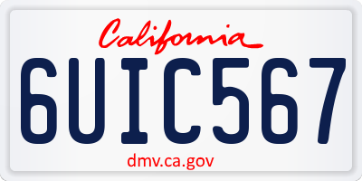 CA license plate 6UIC567