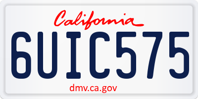CA license plate 6UIC575