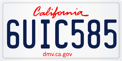 CA license plate 6UIC585