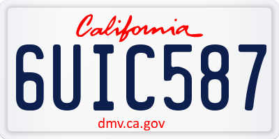 CA license plate 6UIC587