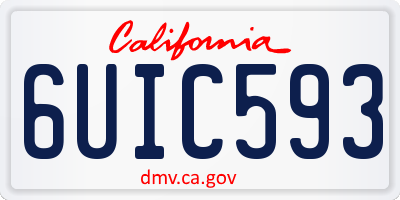CA license plate 6UIC593