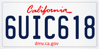 CA license plate 6UIC618