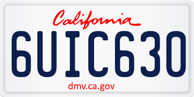 CA license plate 6UIC630