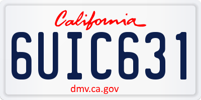 CA license plate 6UIC631