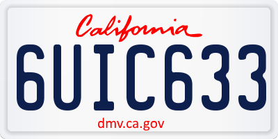 CA license plate 6UIC633