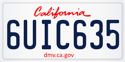 CA license plate 6UIC635