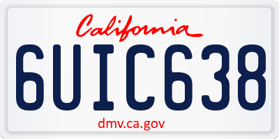 CA license plate 6UIC638