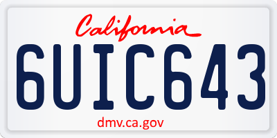CA license plate 6UIC643