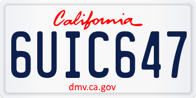 CA license plate 6UIC647