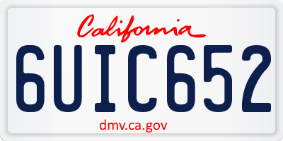 CA license plate 6UIC652