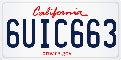 CA license plate 6UIC663