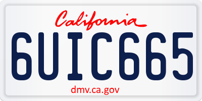 CA license plate 6UIC665