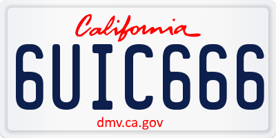 CA license plate 6UIC666