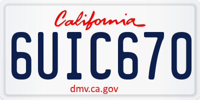 CA license plate 6UIC670