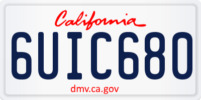 CA license plate 6UIC680