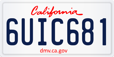 CA license plate 6UIC681
