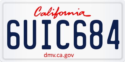 CA license plate 6UIC684