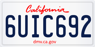CA license plate 6UIC692