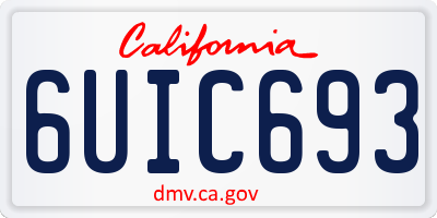 CA license plate 6UIC693