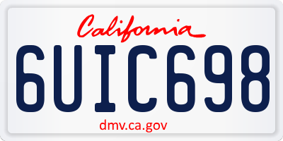 CA license plate 6UIC698