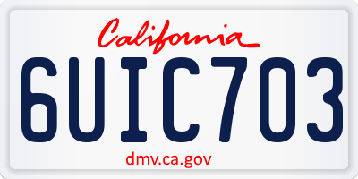 CA license plate 6UIC703