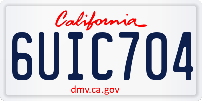 CA license plate 6UIC704