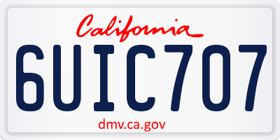 CA license plate 6UIC707