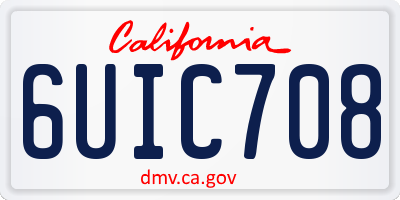 CA license plate 6UIC708