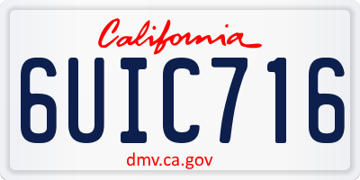 CA license plate 6UIC716