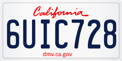 CA license plate 6UIC728
