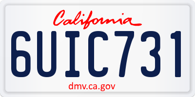 CA license plate 6UIC731