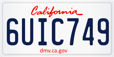 CA license plate 6UIC749
