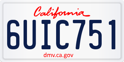 CA license plate 6UIC751