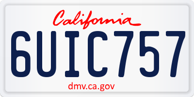 CA license plate 6UIC757