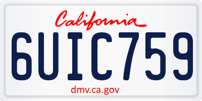 CA license plate 6UIC759