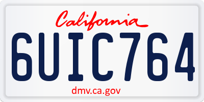 CA license plate 6UIC764
